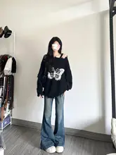 高身長向けアメリカンスタイルのヴィンテージ風ローライズブーツカットデニムパンツ【レディース・春秋用・カジュアル】