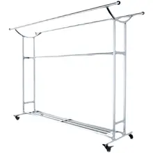 304ステンレス製 折りたたみ式 室外用干し衣装ラック【風防設計・二重バー・バルコニー用】