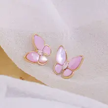 蝶のモチーフ ゼニークリスタルピアス【S925シルバー針・キャッツアイ・軽やかなデザイン・穴あけ不要】