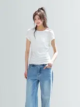 ツルツル素材のショートスリーブTシャツ【フィットデザイン・夏用・カジュアル】
