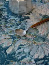 アメリカンカントリースタイル ビンテージ調 フラワーデザイン ブルーテーブルクロス【カバー・装飾用】