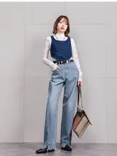 高腰ワイドバナナ型デニムパンツ【フィット・細見え・ゆったりシルエット】