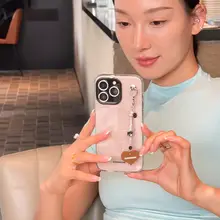 磁気吸着スマホケース【ハンドストラップ付き・iPhone対応・夏向け・女性用】