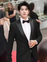 スタイリッシュなタキシード【スリムフィット・青果襟・フォーマル・結婚式・パフォーマンス用】