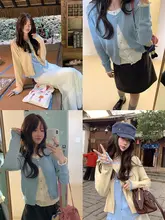 層次感のある美学！カラーコンビネーションのレース編みカーディガン【ウール混紡・女性用】