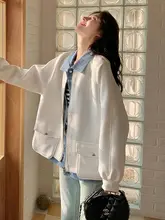 デザイン性のあるデニムパッチワークジャケット【春秋用・ホワイト・レディース・カジュアル】