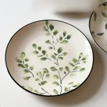 春の雰囲気を楽しむ！葉っぱデザインの陶器食器セット【シンプルで豪華なデザイン・家庭用】（セットアップ対応）
