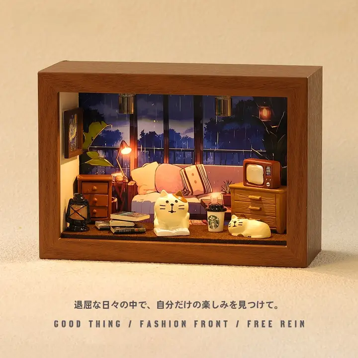 かわいい猫のデスクトップ装飾飾り【読書デザイン・小夜灯・雰囲気作り】
