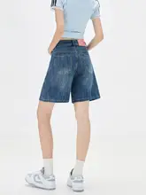 デニムショートパンツ レディース ハイウエスト 着痩せ 薄手 アメカジ ヴィンテージ加工 「CHOCOOLATE」