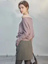 Mix Selection 超細モヘア アシンメトリー斜め肩出しセーター【女性用】