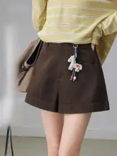 コーヒーカラーのワイドパンツ【ハイウエスト・女性・体型カバー】