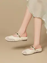 夏用 レディース バックストラップ付き ミュールシューズ【フレンチスタイル・メッシュデザイン・お洒落】