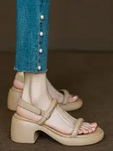 厚底オープントゥサンダル【真皮・粗めヒール・夏用・カジュアル】