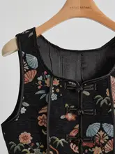 エレガントな花柄ベスト【春用・束腰デザイン・高級感のある中華スタイル】