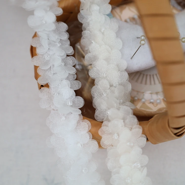 幅広の水晶ビーズ立体花モチーフ：手作りオーナメントの初心者向け実用素材