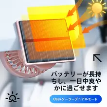 USB充電式 車載用ソーラーファン【静音・クリップ式・携帯性に優れ】