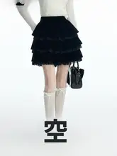 卓雅 フェイクベルベットレーススパンコール ミニケーキスカート【冬用・甘めスタイル】