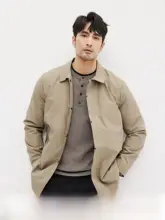 JSSD HOMME 春用 メンズビジネストレンチコート【フィットデザイン・ミドル丈・カジュアルスタイル】