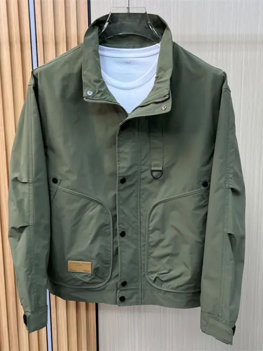 春秋用 メンズ立襟工装ジャケット【大口ポケット・カジュアル・ファッション】