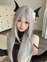 ウィッグ レディース ロング ストレート ぱっつん前髪 ハイレイヤー ロリータ 甘め きれいめ 月蝕エルフ「AG」