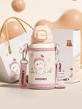 子供用保温陶器マグカップ【ストロー付き・学生・プレゼント用・ピンク】