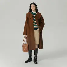 レトロ大翻領ダブルフェイスコート【秋冬用・ゆったりフィット・中長丈】