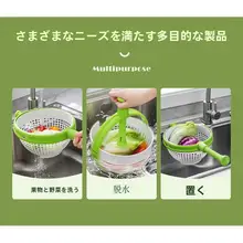 野菜や果物を素早く水切り！回転式脱水器【キッチン用・洗面器付き】