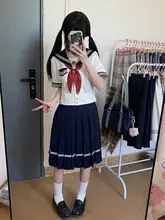 オリジナルマリンスタイルセーラー服【ウエスト絞り・夏用・学院風・女子制服】（セットアップ対応）
