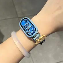 小米手環用デニム風腕時計バンド【夏用・猫爪刺繍・通気性】（セットアップ対応）