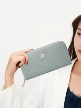 本革製ロングファスナー財布【女性用・イエロー・スマホ収納可】