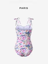 APOTCARE 女性らしい印象の体型カバー水着【プリント・背中開き・ビキニスタイル】