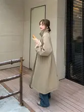 カーキ色のダウンコート【オーバーサイズ・冬用・白鹅绒・暖かい】
