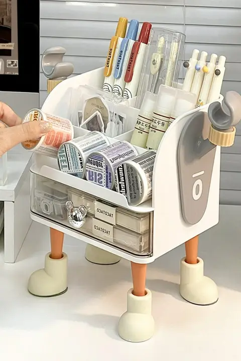 デスクオーガナイザー 文房具収納 引き出し付き ペン立て 付箋スタンド 可愛い キャラクターデザイン 学生 机用 デスク周り