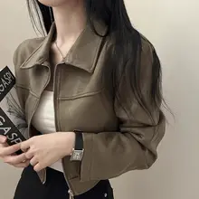 秋季レトロスタイルのラウンドカラージップ付きジャケット【極上の柔らかさ・長袖・女性用】
