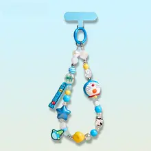 かわいいカートゥーンビーズストラップ付きスマホストラップ【茶色・全機種対応・防落下・腕に掛けられる】