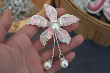 立体的な手作りビーズ付きフラワーパーツ【DIY装飾素材・パッチ用】