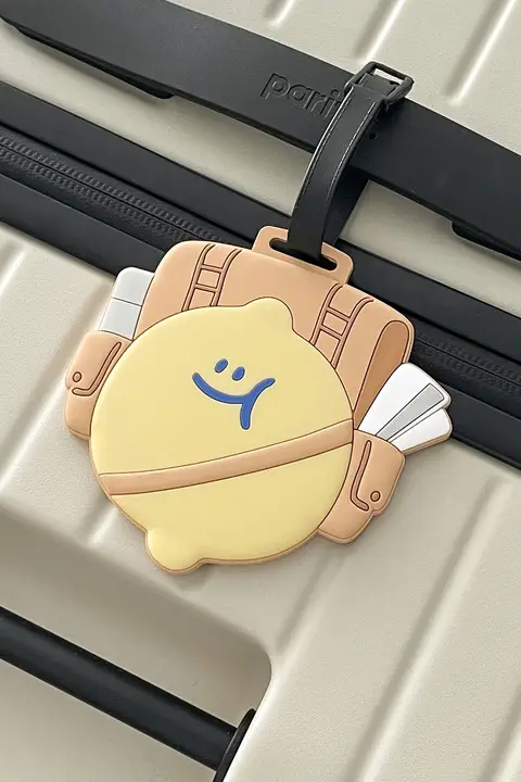 カートゥーンレモンデザインのバッグタグ【荷物用・防紛失・名前記入可能】