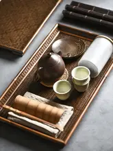 竹製茶盤【手編み・長方形・復古スタイル】