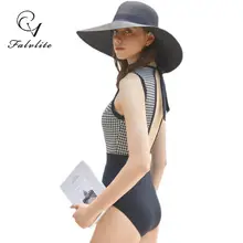 FALVLITE ヴィンテージ千鳥格子 ワンピース水着【背中開き・体型カバー・リゾート用】