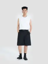 収縮可能なウエストデザインのワークパンツ【夏用・ルーズフィット・通勤対応】（セットアップ対応）