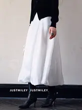 Justmiley 白茶花 半身スカート【高腰・伸縮素材・ロングAライン】