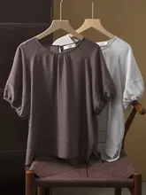 真シルクランタン袖の半袖Tシャツ【100%桑蚕絲・フィット・夏用】