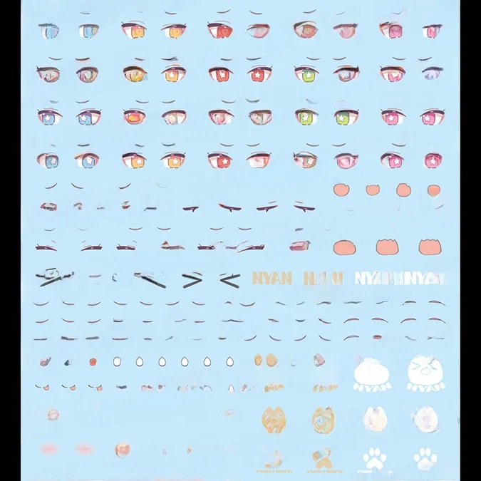 黒猫用水転写シール：無料ダウンロード可能なキャラクター台紙の実用性と適用範囲