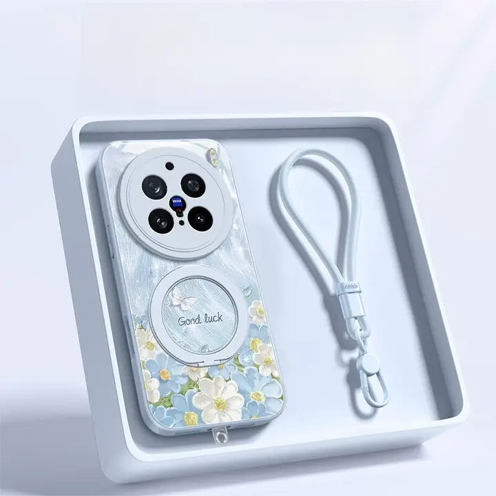 vivo X200用 スマートフォンケース【マグネットスタンド・衝撃吸収・花柄デザイン】