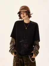 カモフラージュデザインの長袖Tシャツ【ゆったりとしたサイズ・ハイストリートスタイル・カジュアル】（セットアップ対応）