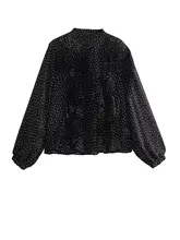 ドット柄重ね着シャツ【女性用・欧風・レイヤードデザイン】