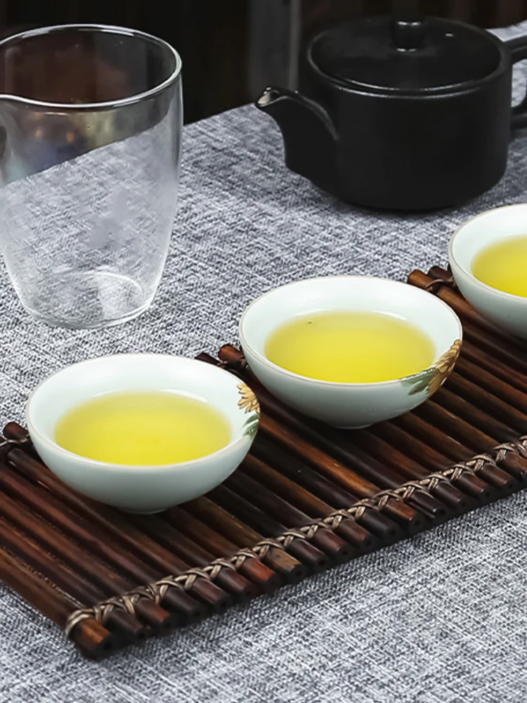 陶製喫 茶用茶杯【功夫茶・個別使用】：汝窑天青色の伝統的中式茶碗とは