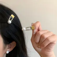 韓国  のメタルベアヘアピンパール前髪