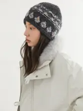 フェアアイル編みニット帽【耳あて付き・暖かい・秋冬用】