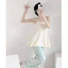 夏用ニットキャミソール【小柄向け・デザイン性あり・ウエストシェイプ効果・コーディネートしやすい】